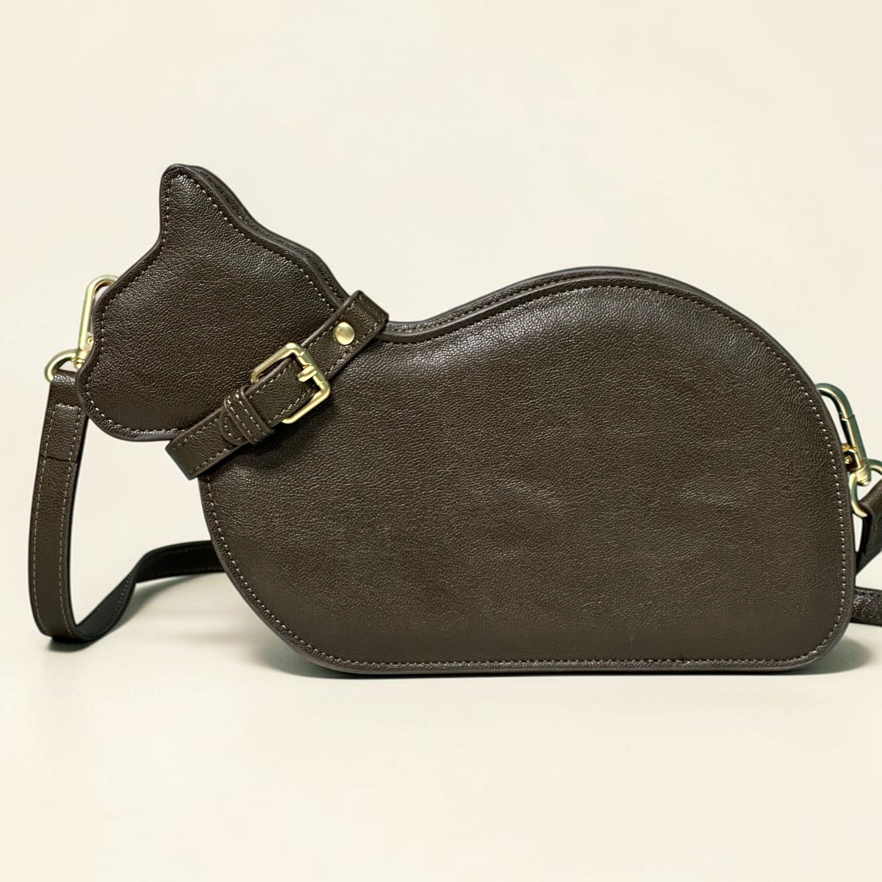 The Sculptural Feline Crossbody | Structured Genuine Leather