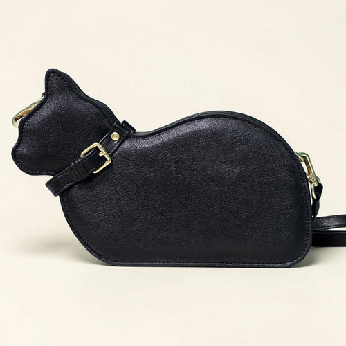 The Sculptural Feline Crossbody | Structured Genuine Leather