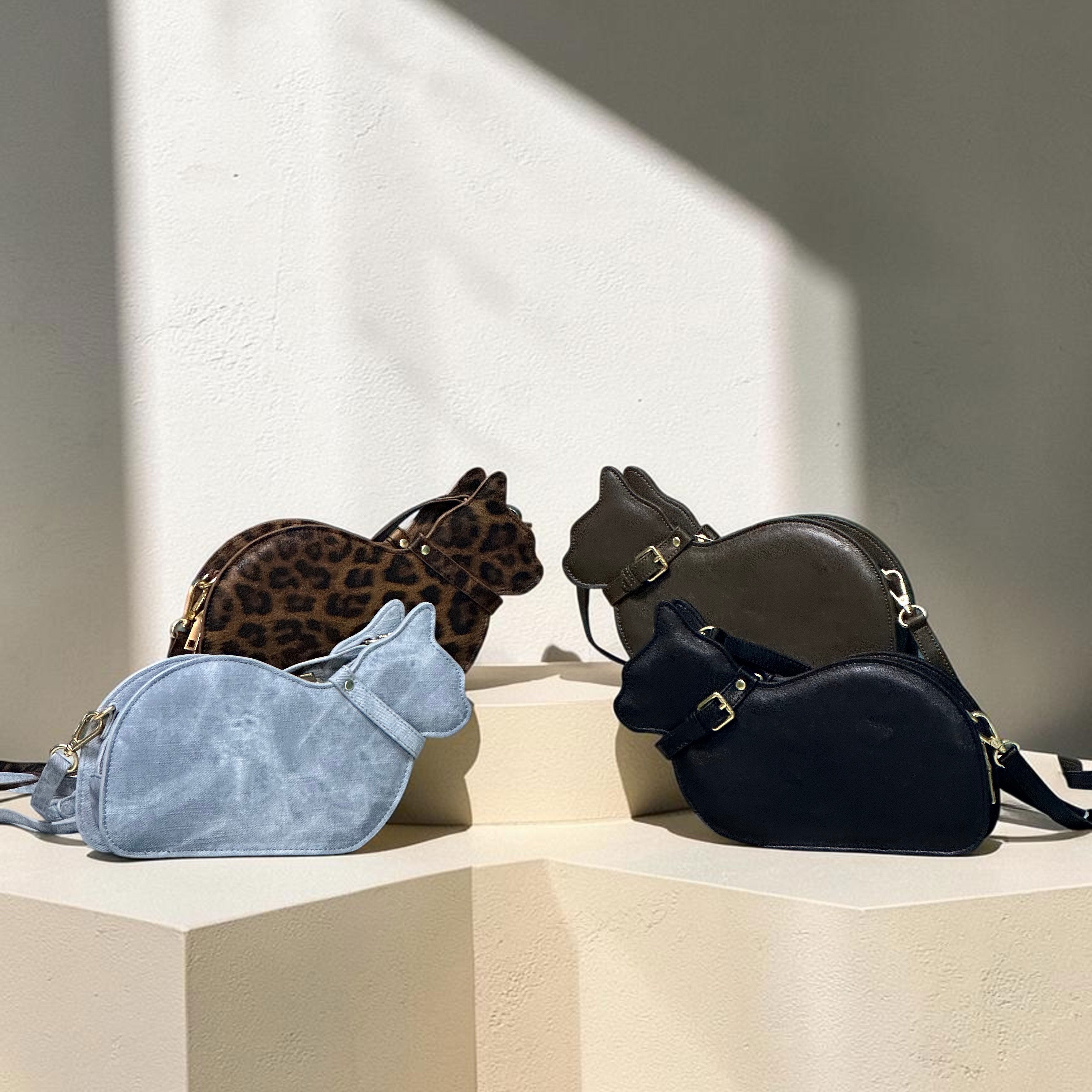 The Sculptural Feline Crossbody | Structured Genuine Leather