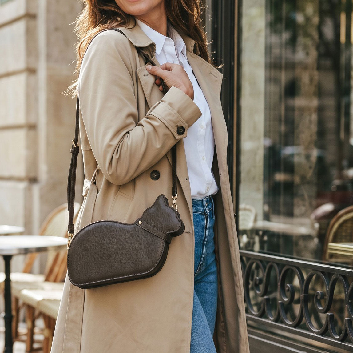 The Sculptural Feline Crossbody | Structured Genuine Leather