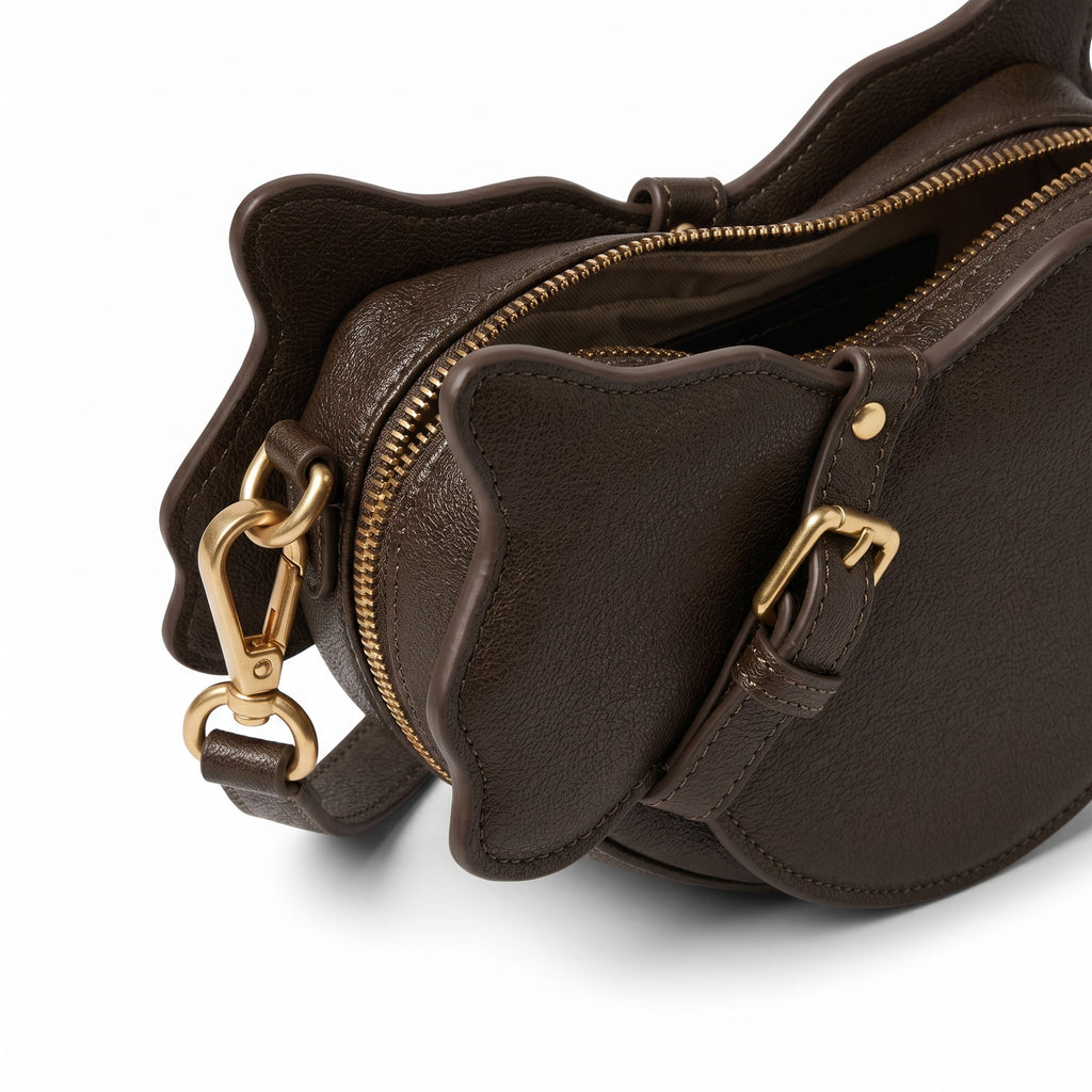 The Sculptural Feline Crossbody | Structured Genuine Leather