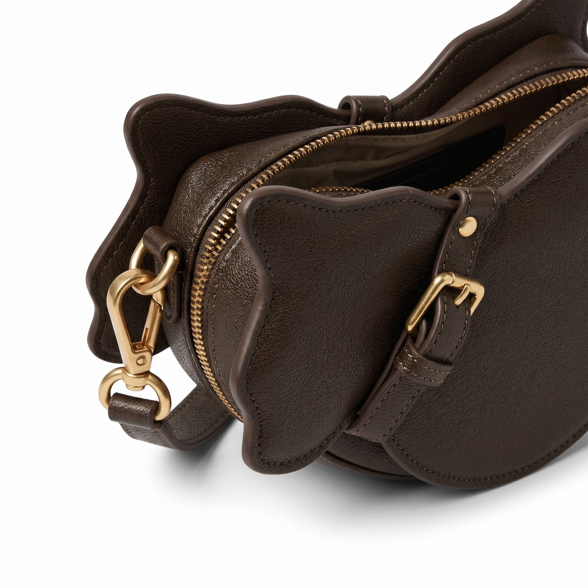 The Sculptural Feline Crossbody | Structured Genuine Leather